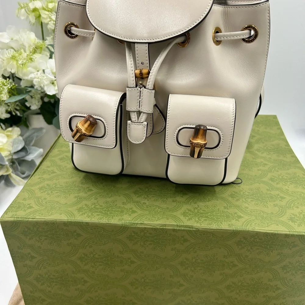 Gucci Leather bamboo backpack made in Italy NWT